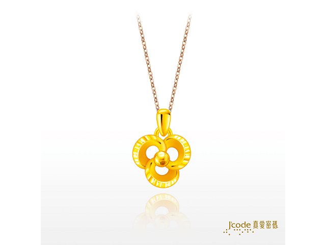 小花開(硬金)墜子+玫瑰金鋼項鍊