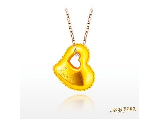 傾心(硬金)墜子+玫瑰金鋼項鍊