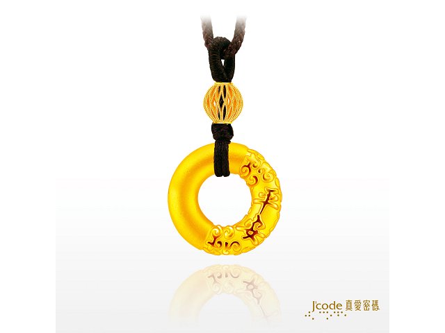 卷草紋平安扣(硬金)墜子