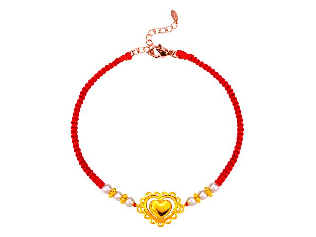 珍珠紅繩手鍊-浪漫的心