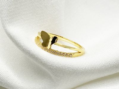 蝴蝶雙圈黃金戒指