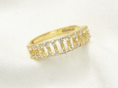 雙排鑲珠黃金戒指